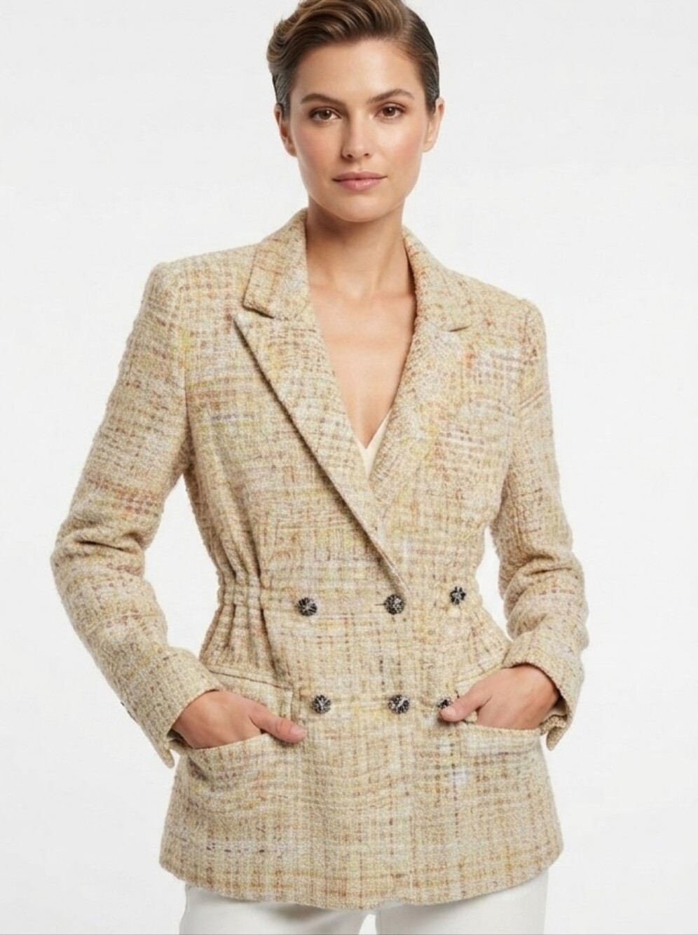 Jason Wu Tan Tweed Blazer Jacket Size Small